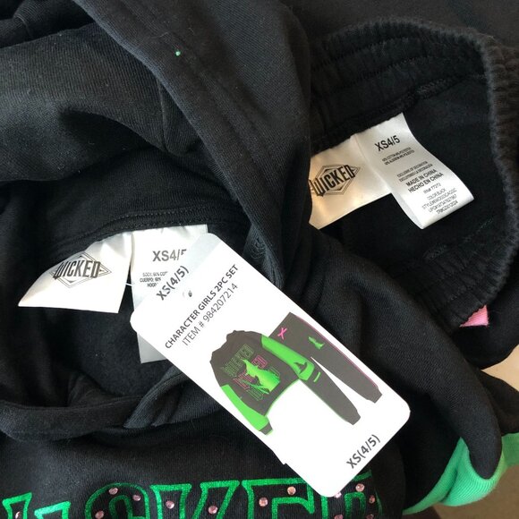 Wicked Girls Sweatsuit 2 Piece Set Hoodie Jogger Pants Black Green XS - Picture 6 of 7